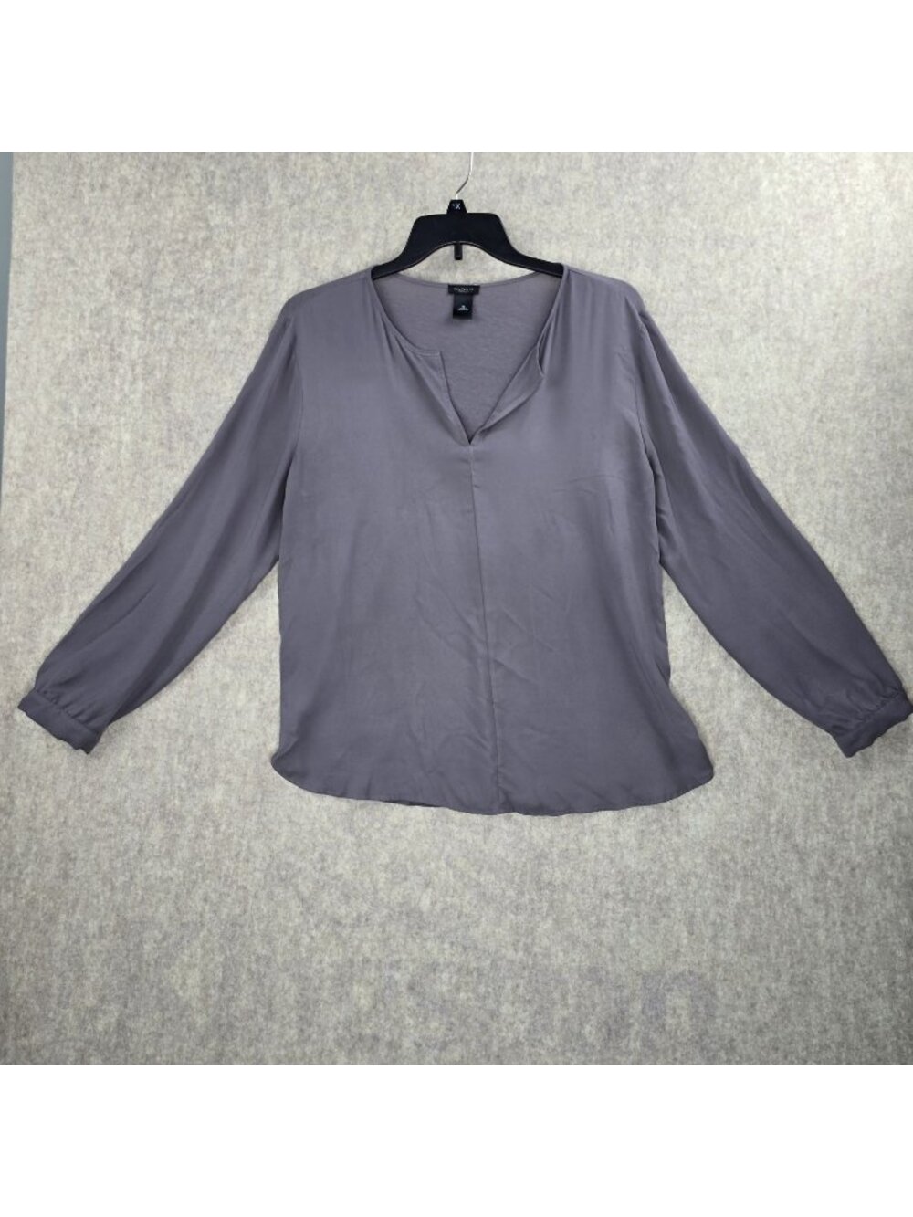 Ann Taylor Factory Womens V-Neck Blouse XL Gray Polyester Modal Blend